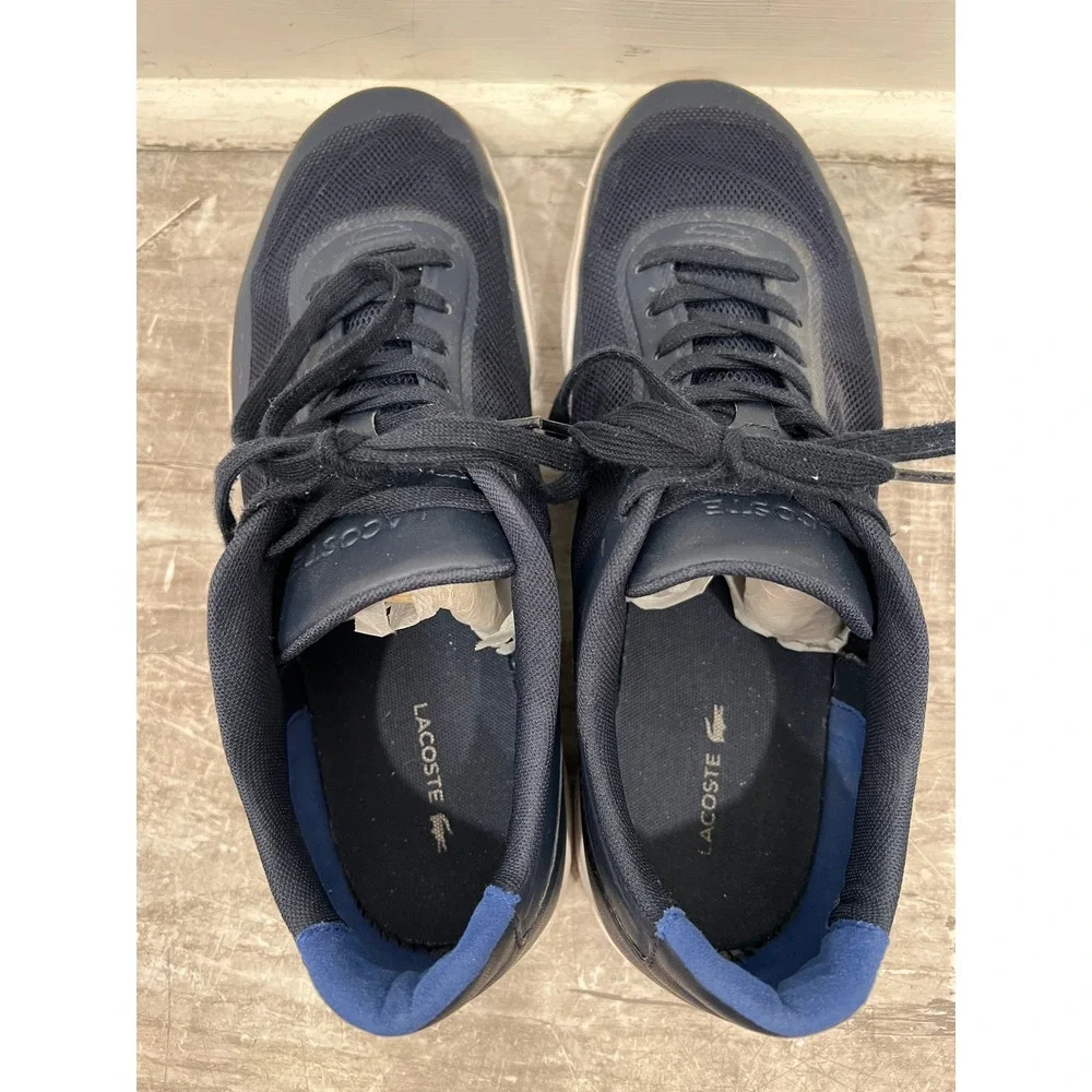 Lacoste Men's Tramline 116 Sneakers Navy Blue Mesh Vibram Sole Shoes Size 10